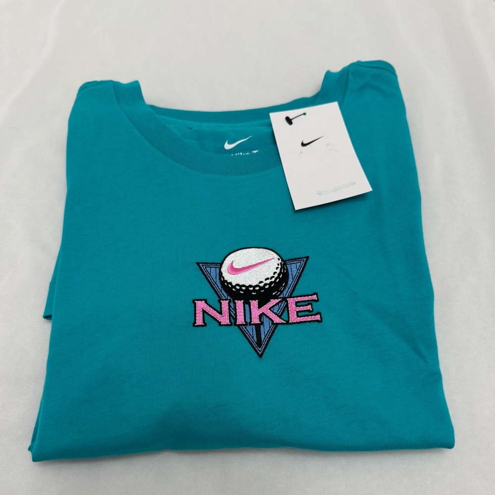 Nike Teal Golf Logo Tee with Pink & White Accents Men's size XL New - Picture 2 of 4